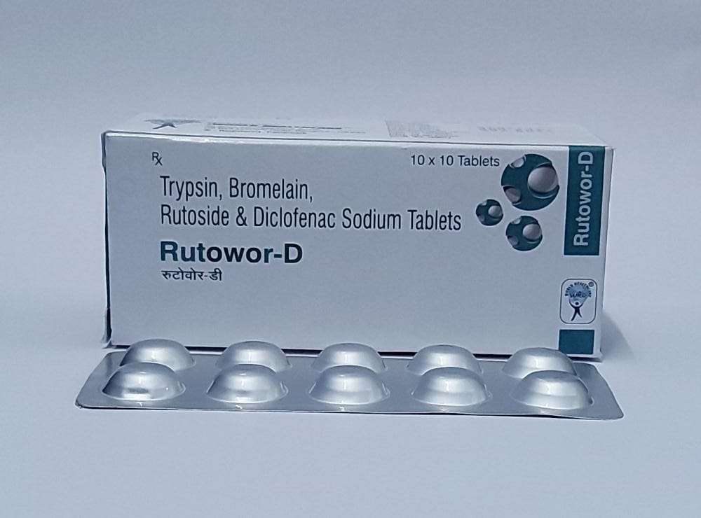 trypsin 48mg+ bromelin 90mg + rutoside 100mg + diclofenac 50mg