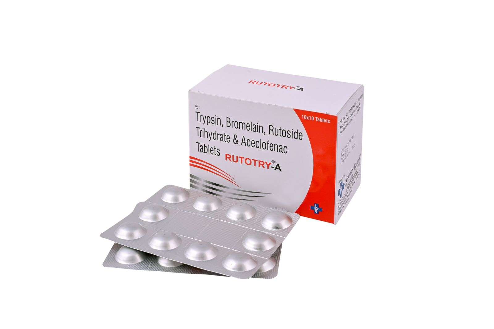 trypsine 48 mg +bromelain 90 mg + rutoside trihydrate 100 mg