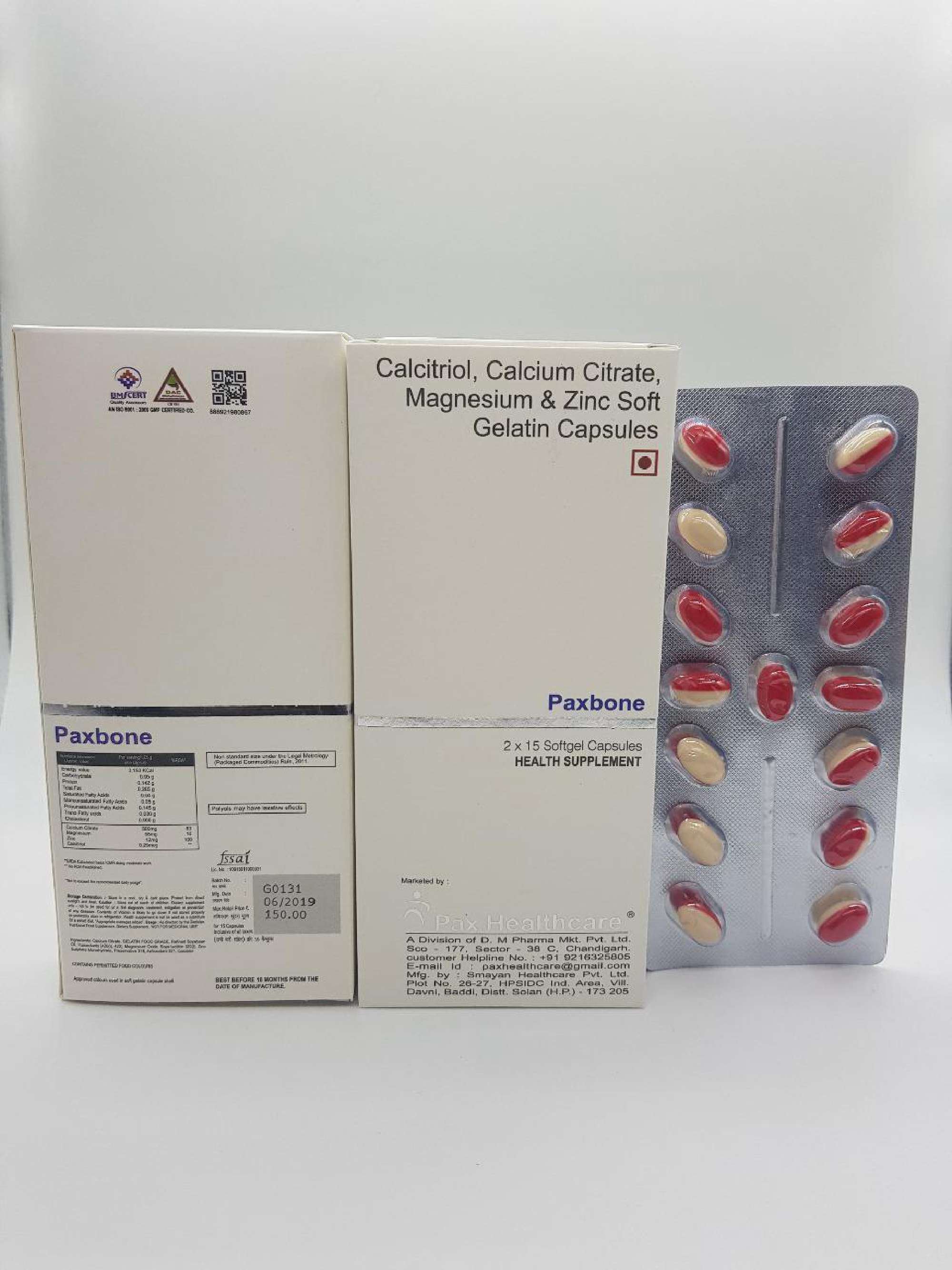 calcium citrate-500 mg, manganese oxide - 40 mg , zinc sulphate -20 mg & calcitrol-0.25 mcg sof geletine capsule