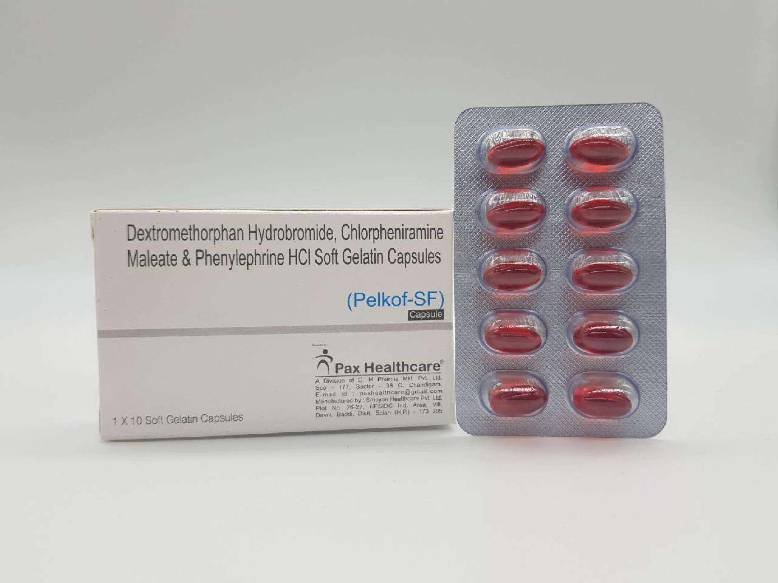 dextromethorphan hydrobromide, chlopheniramine maleate & phenylephrine hcl soft gelatin capsule