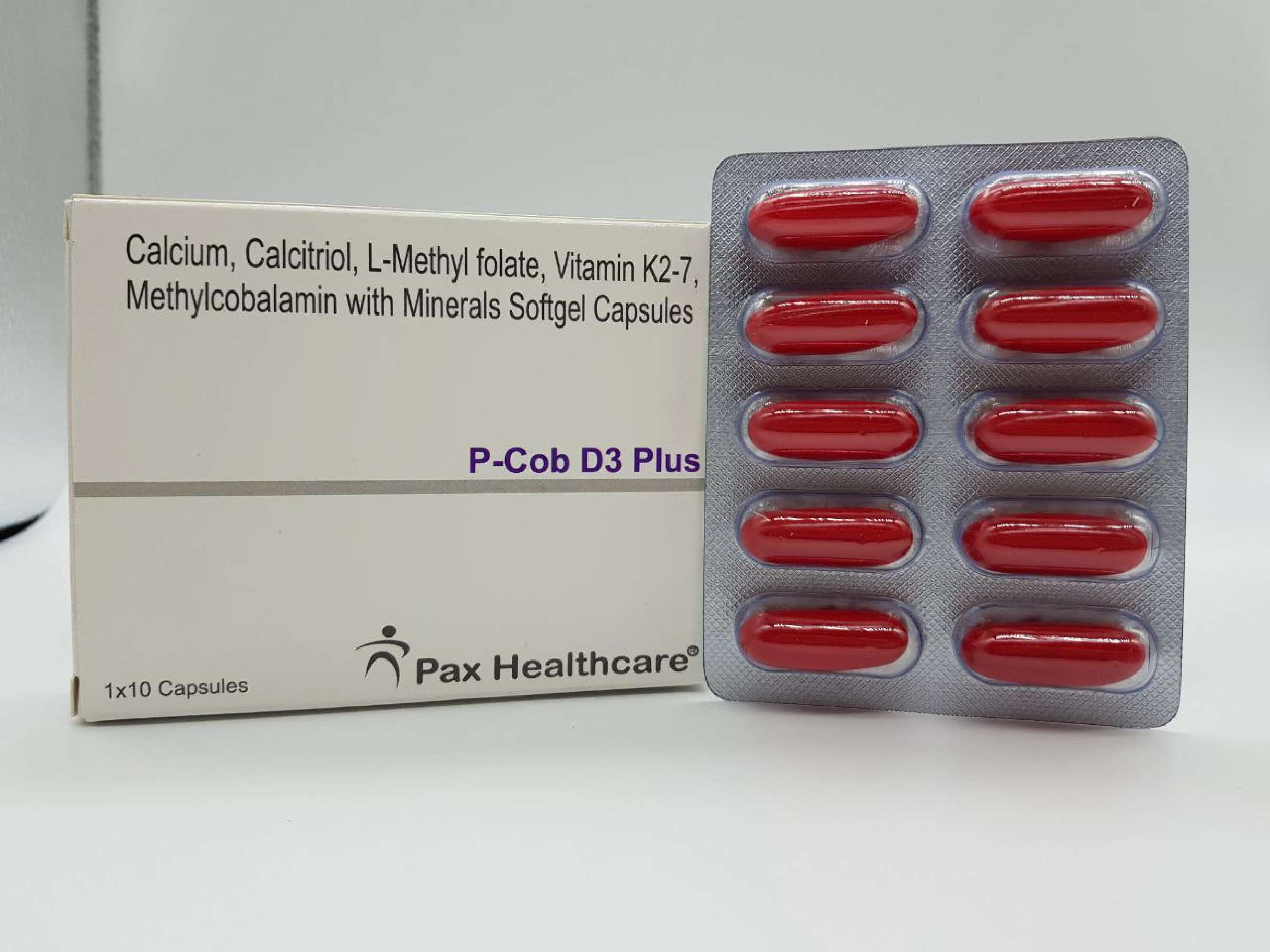 each soft geltain capsule contains : calcitrol ip 0.25mcg, calcium carbonate ip 1250 mg, vitamin k2-7 - 45 mcg, methylcobalamin 1500 mcg, zinc 7.5 mg, magnesium 50 mg, l-methyl folate 800 mcg, excipients q.s