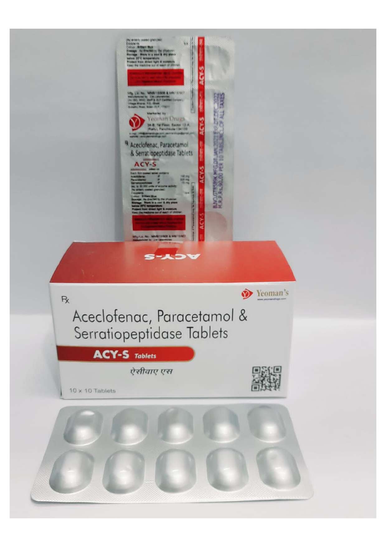 aceclofenac 100mg.+paracetamol 325mg.+serratiopeptidase 15mg.