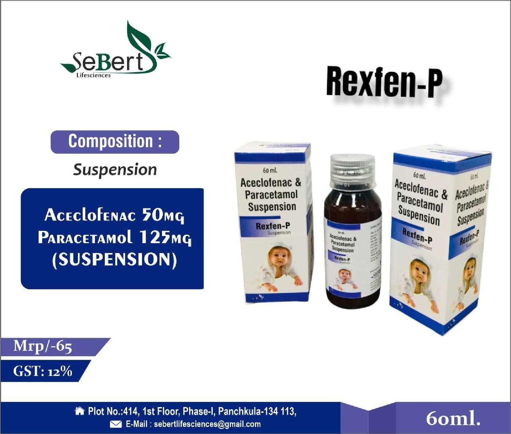 aceclofenac 50mg+ paracetamol 125mg (suspension)