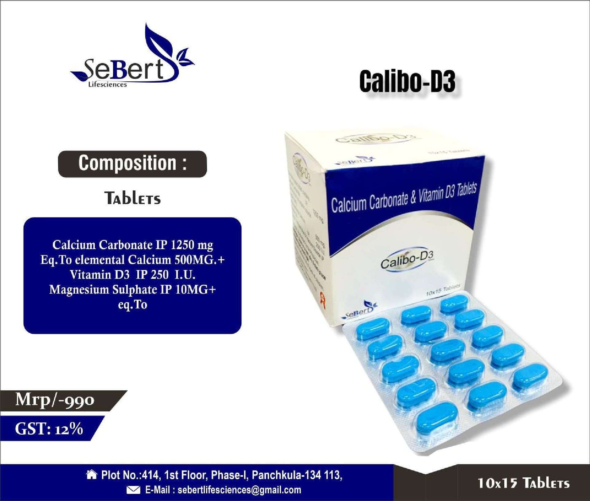 calcium carbonate ip 1250 mg eq.to elemental calcium 500mg.+ vitamin d3  ip 250  i.u.magnesium sulphate ip 10mg+eq.to
