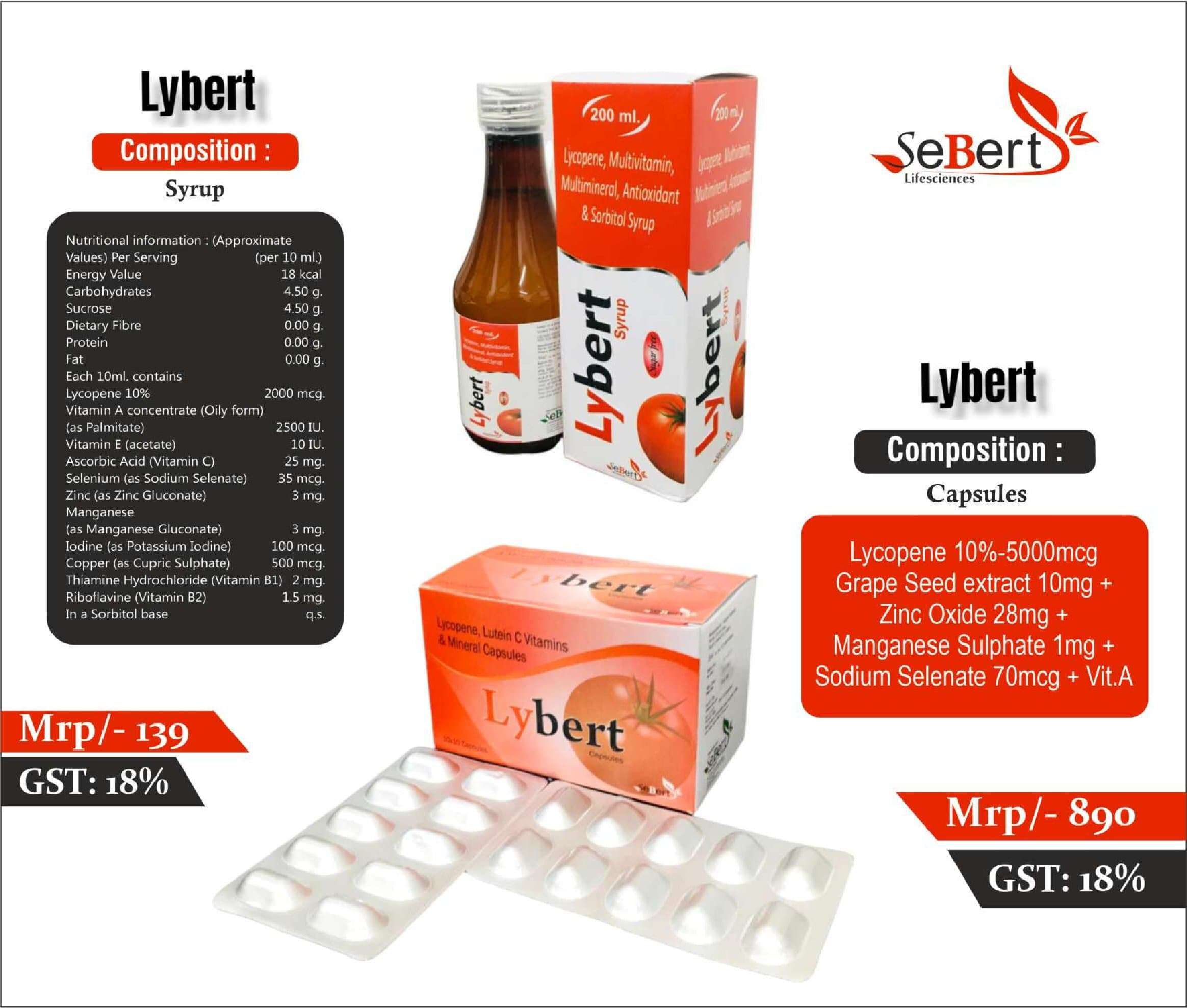 lycopene + multi vitamins + multi minerals + anti oxidants + sorbitol syp