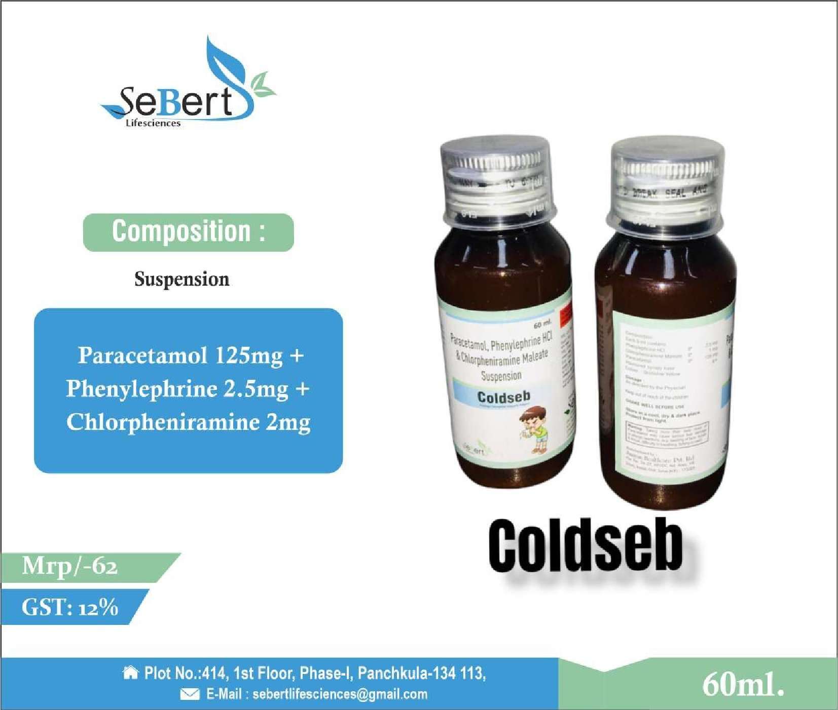 paracetamol 125mg + phenylephrine 2.5mg + chlorpheniramine 2mg