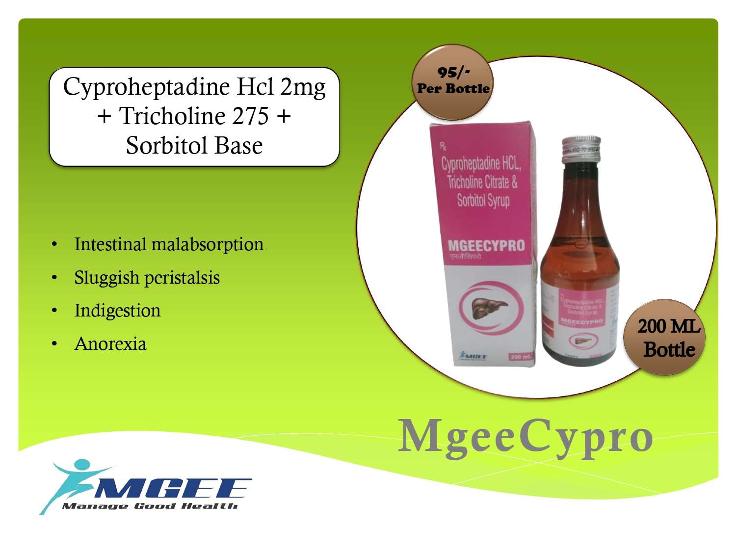 cyproheptadine hcl 2mg + tricholine 275 + sorbitol base