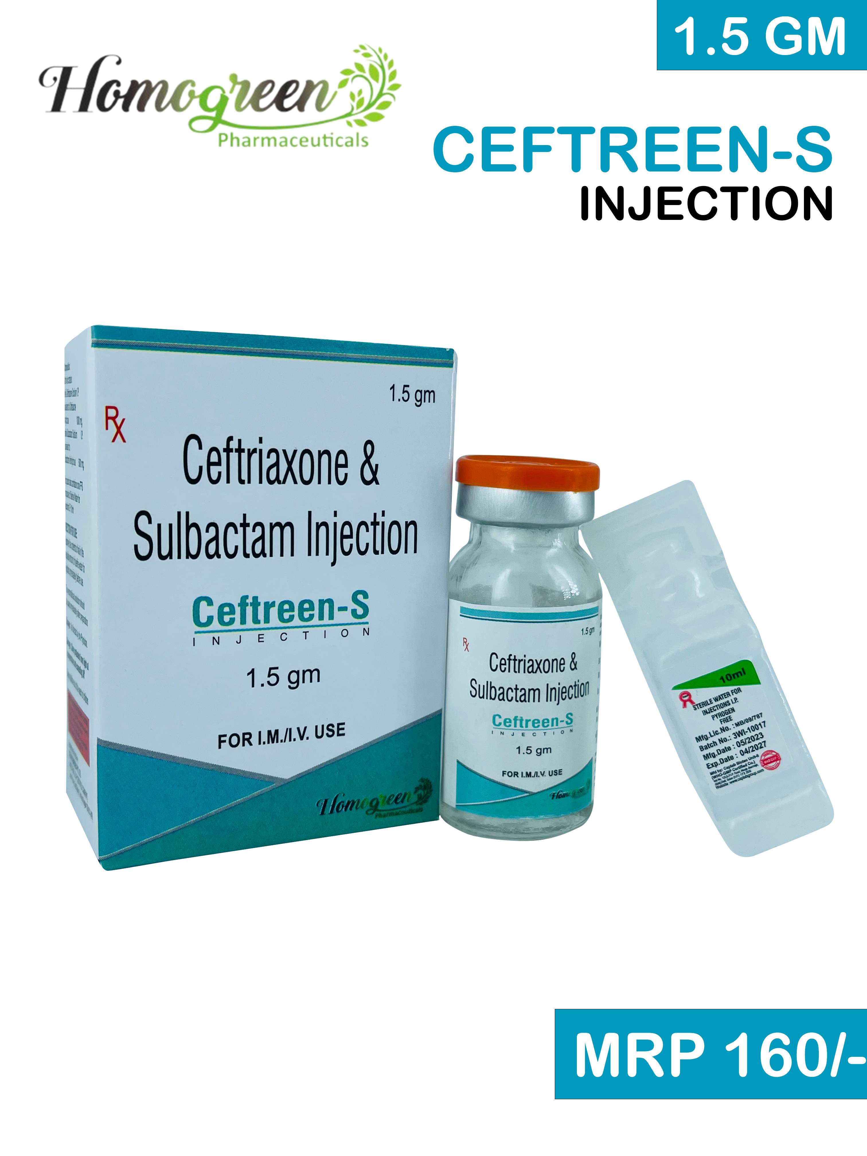 ceftriaxone 1000mg + sulbactam 500mg