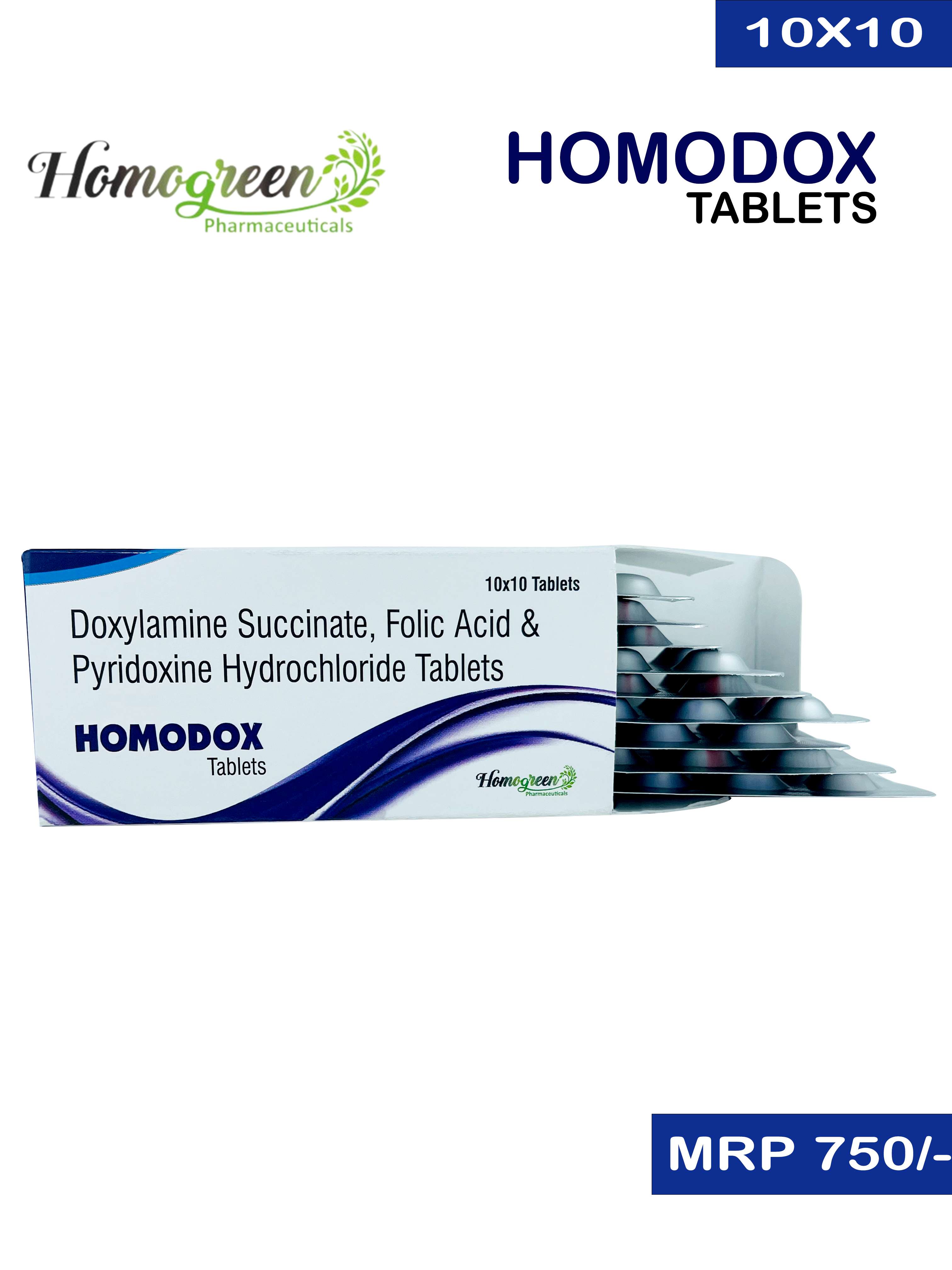 doxylamine succinate 10mg + pyridoxine hydrochloride 10mg+folic acid 2.5mg