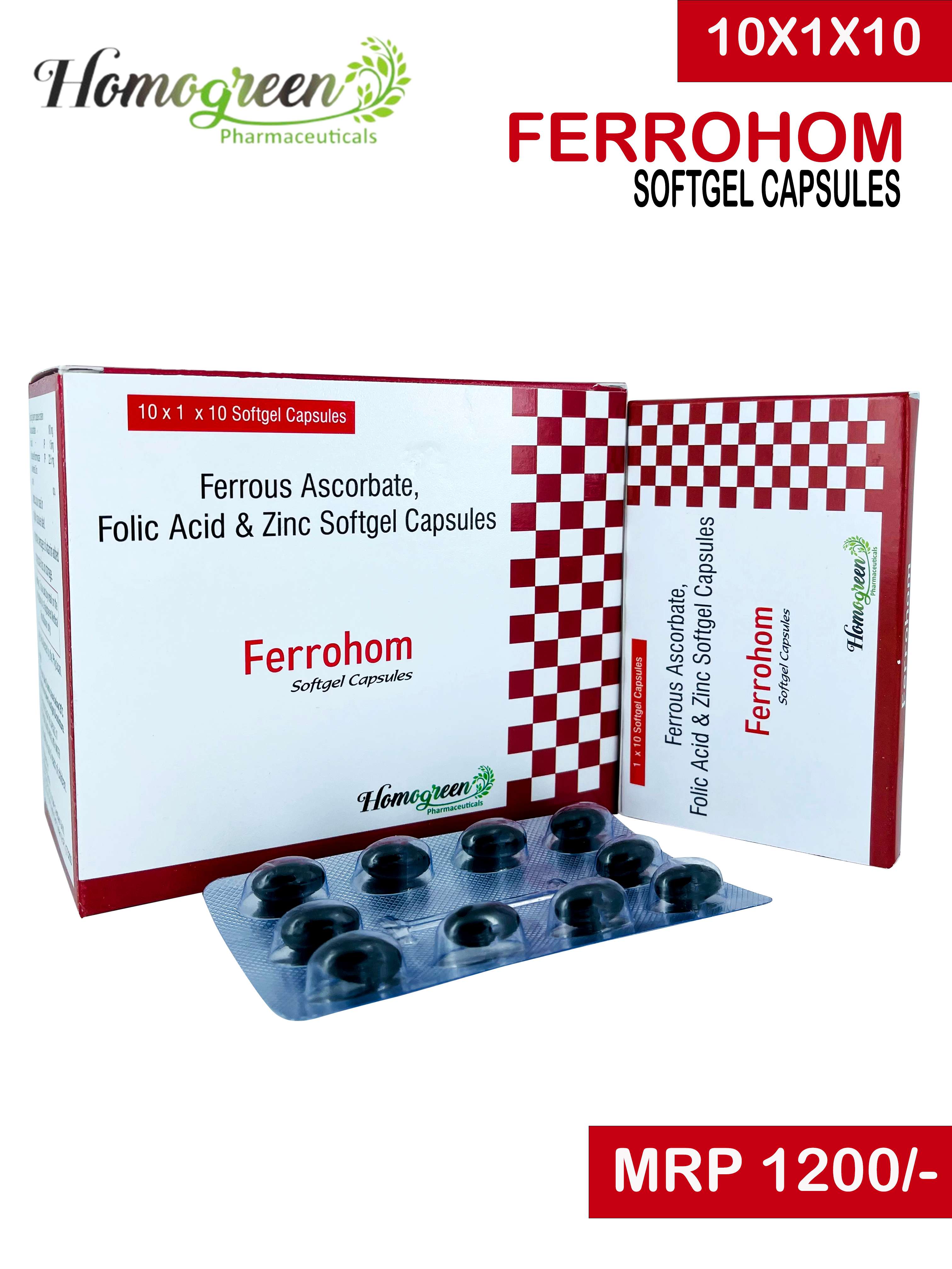 ferrous ascorbate 100mg + folic acid 1.5mg + zinc sulphate 22.5mg softgel capsules