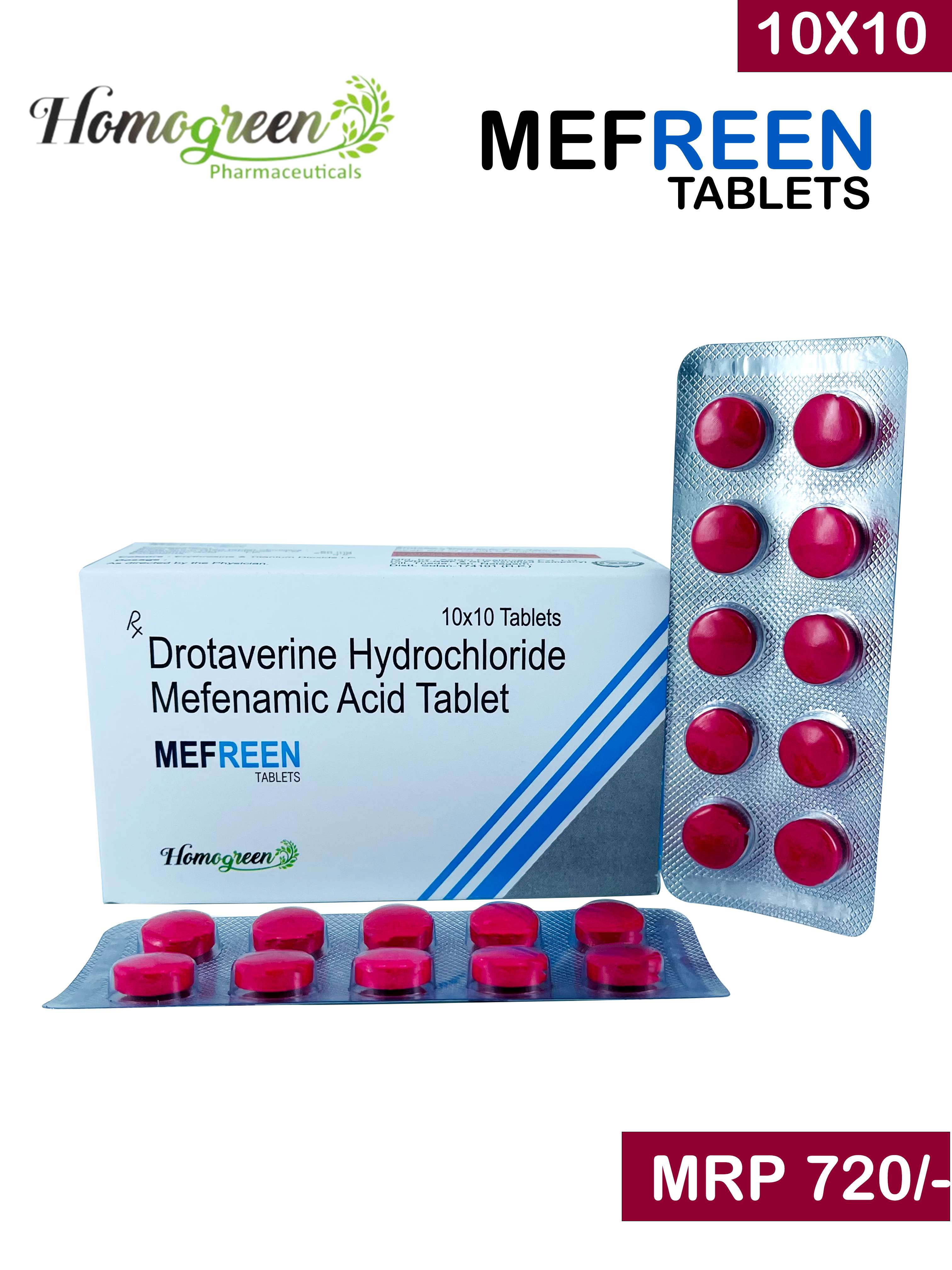 mefenamic acid 250mg + drotavarine hcl80mg tablet