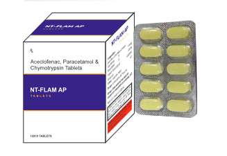 aceclofenac 100mg + paracetamol 325mg + trypsin chymotrypsin (50000au) tablets