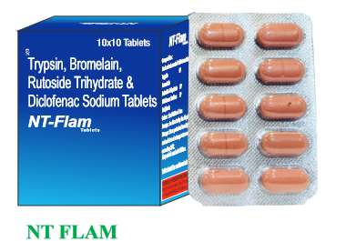 trypsin 48mg + bromelin 90mg + rutoside 100mg + diclofenac 50mg tablets