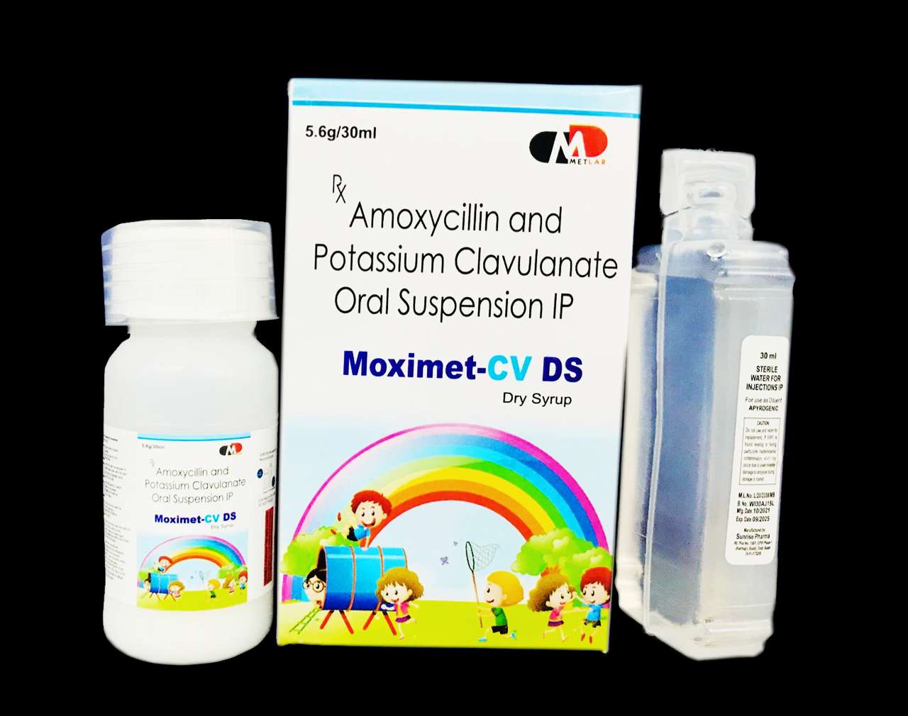 amoxycillin 400 mg + clavulanic acid 57 mg dry syp / 5
ml with water