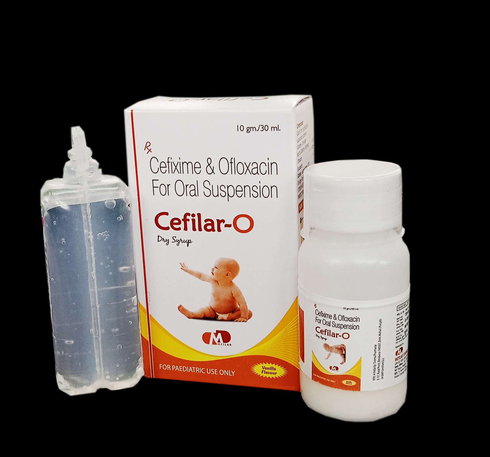 cefixime 50 mg+ofloxacin (with water)