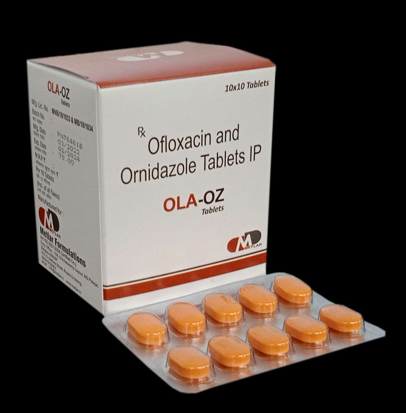 ofloxacin  200 mg  + ornidazole   500 mg