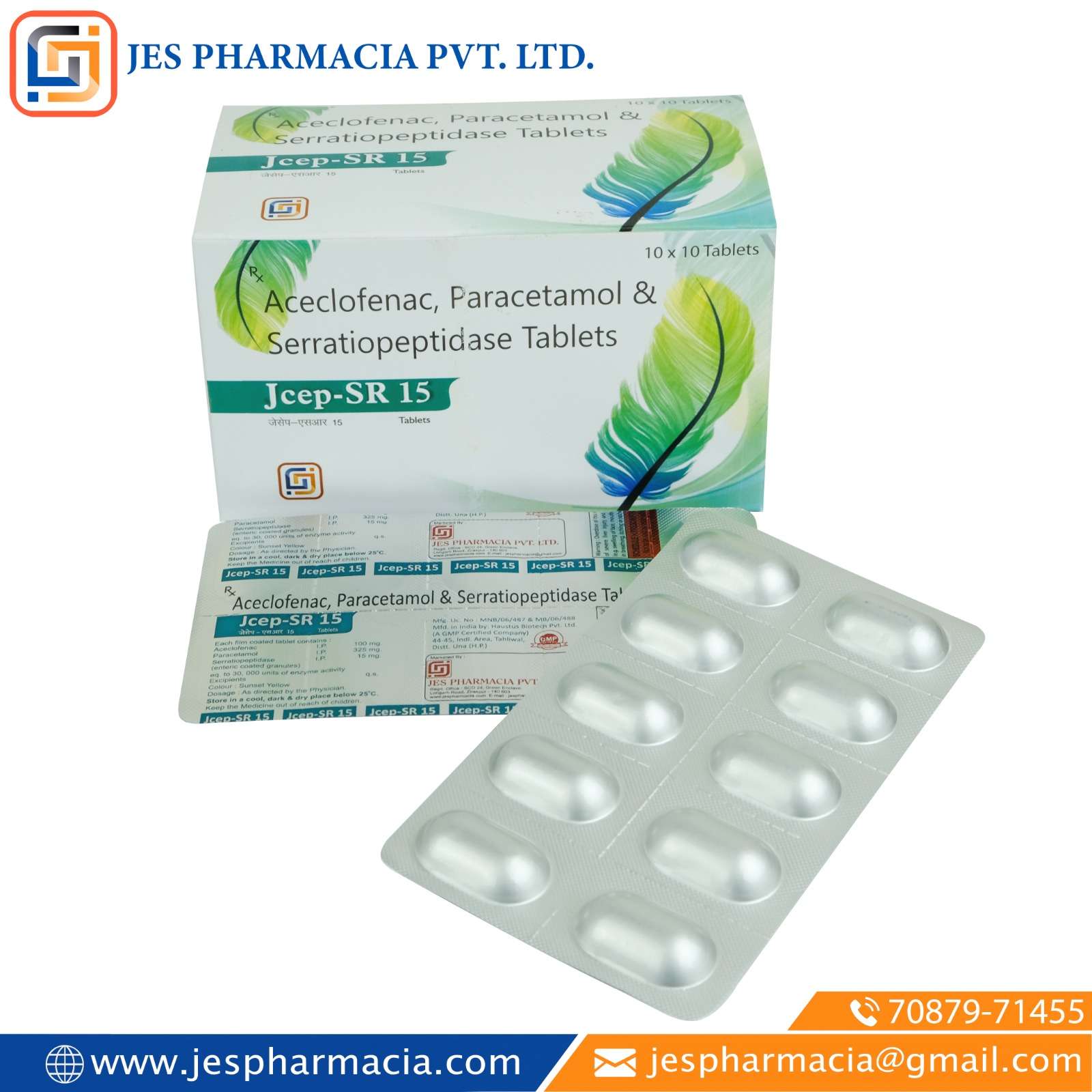 aceclofenac 100 mg + paracetamol 325mg + serratiopeptidase 15mg tablet