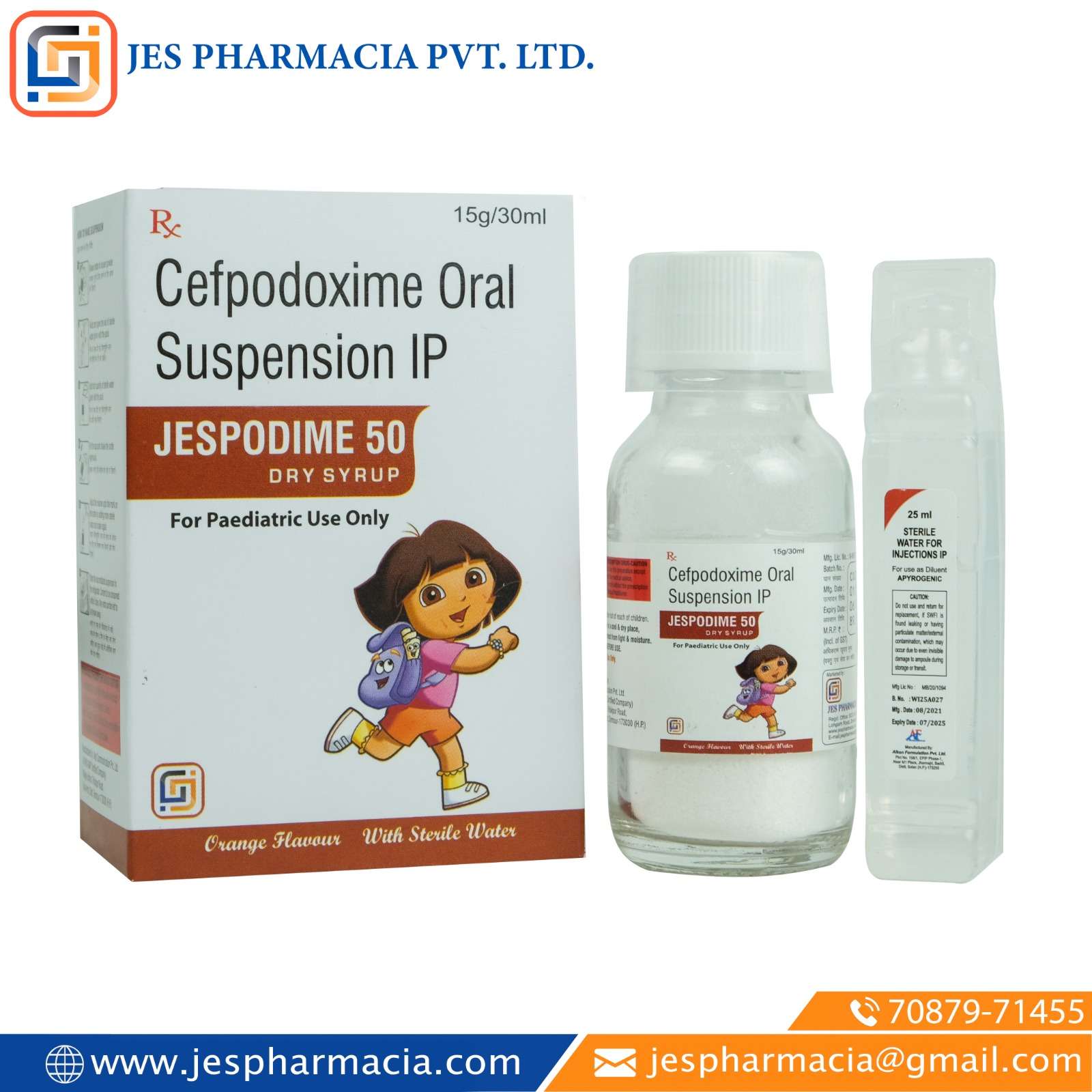 cefpodoxime 50 mg.   dry syrup with water
