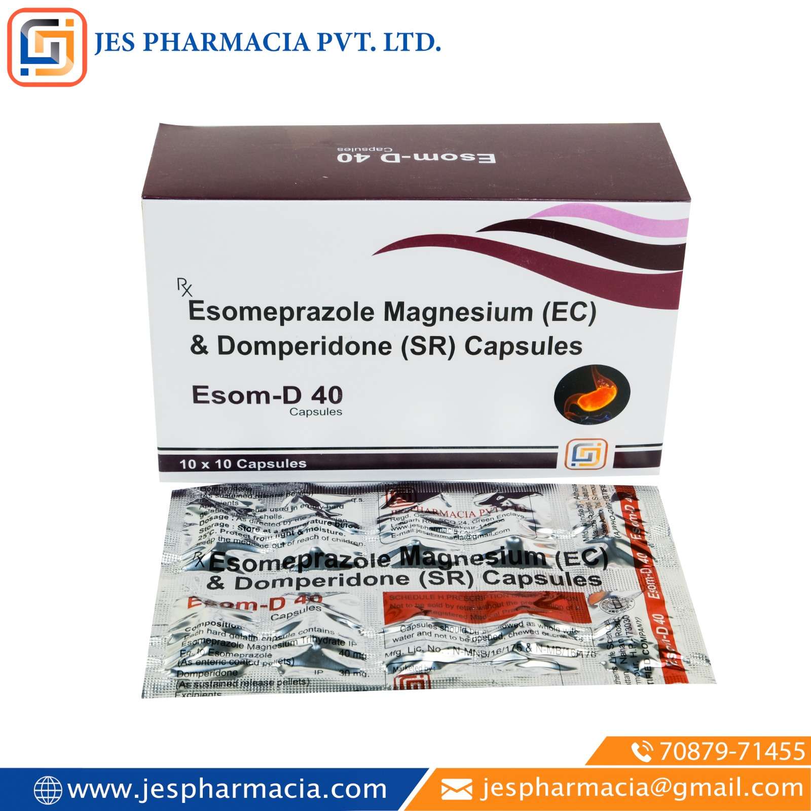 esomeprazole enteric-coated 40 mg & domperidone 30 mg sustained release capsules