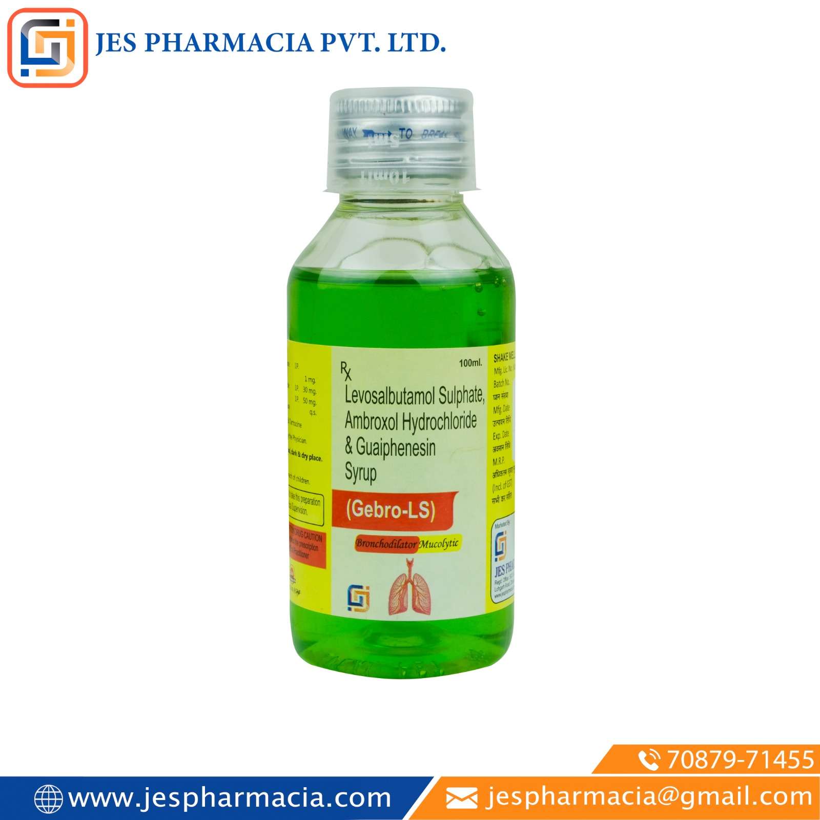 levosalbutamol sulphate 1 mg + ambroxol hydrochloride 30 mg + guaiphenesin 50 mg   syrup