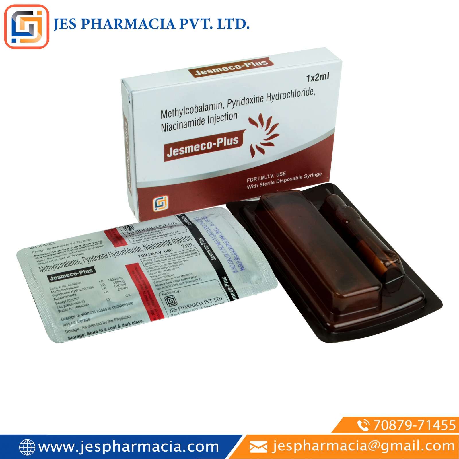 methylcobalamin 1500 mcg + pyridoxine hcl 100 mg + niacinamide 100 mg + benzyl alcohol 1.5 %
injection