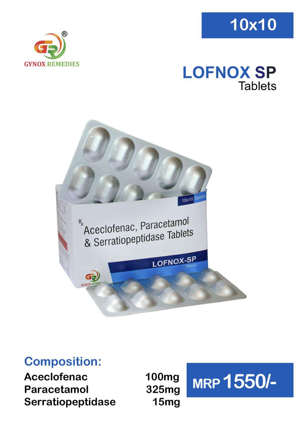 aceclofenac 100 mg+ paracetamol 325 mg+ serratiopeptidase (as enteric coated granules) 15mg