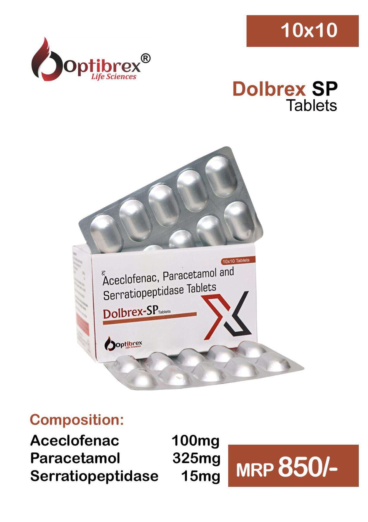 aceclofenac 100 mg+ pcm 325 mg
+ serratiopeptidase (as enteric coated granules) 15mg