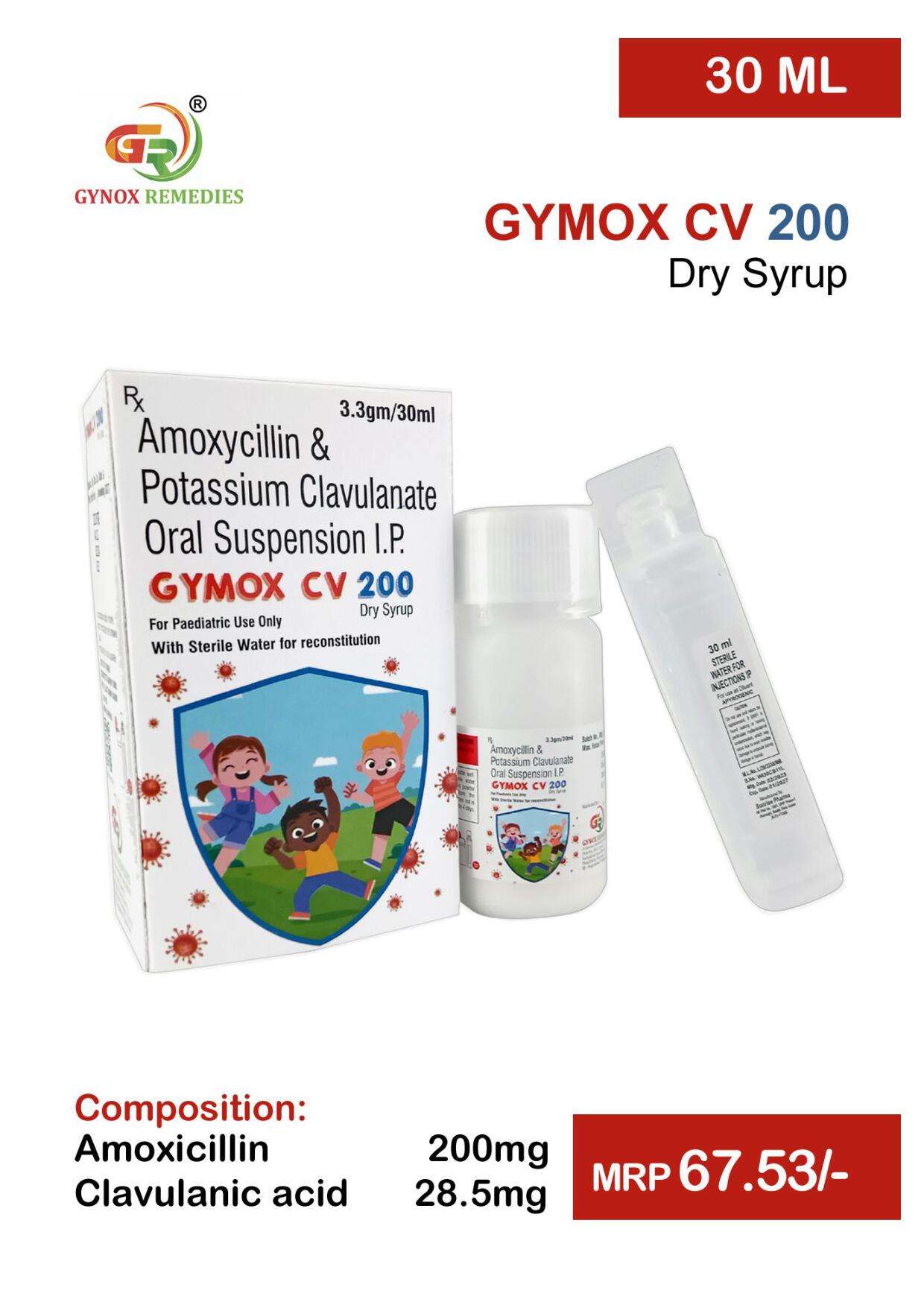 amoxicillin 200 mg+clavulanic acid
28.5 mg /5mlsyrup
