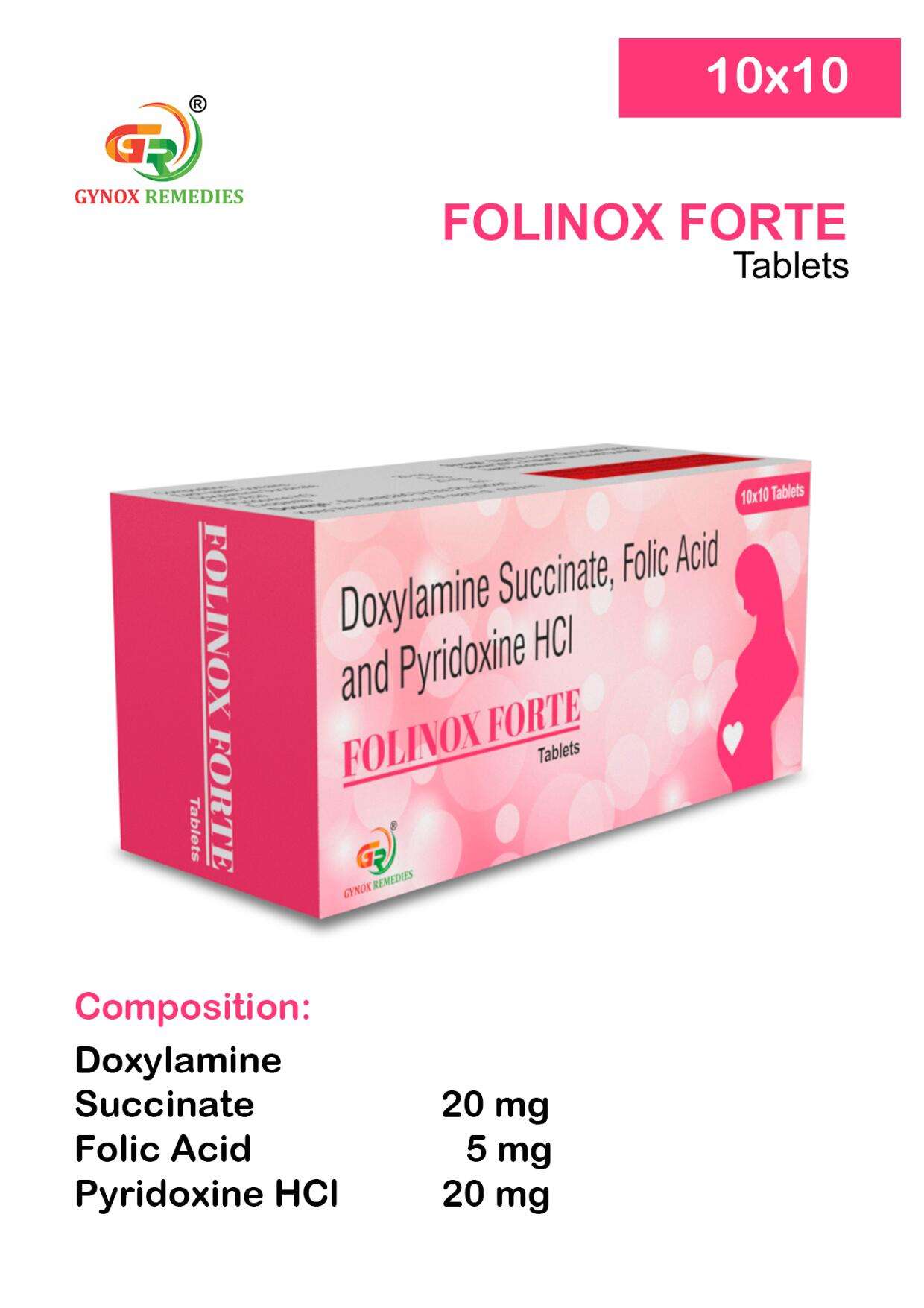 doxylamine succinate 20mg + folic acid 5mg + pyridoxine hcl 20mg