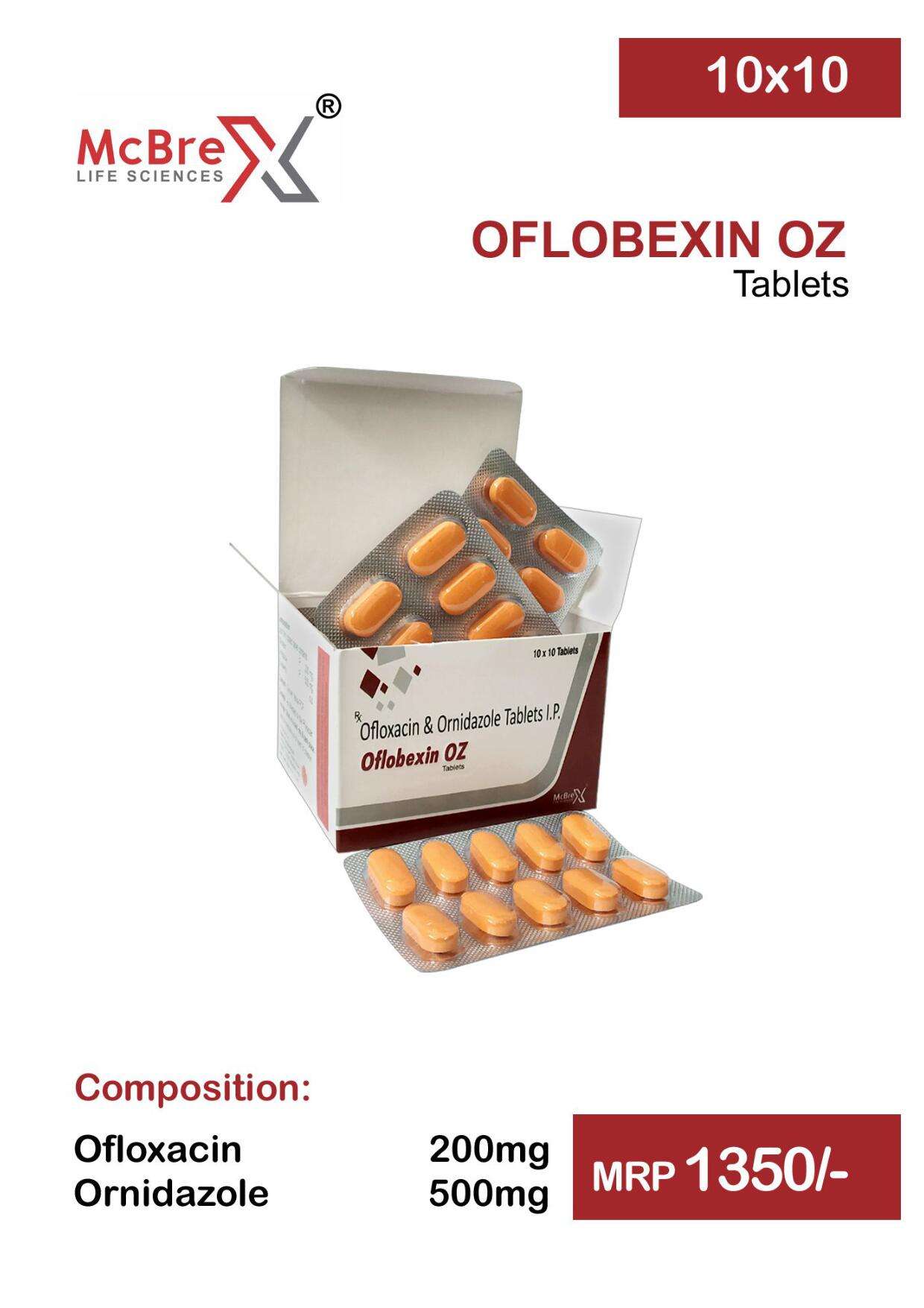 ofloxacin 200 mg.+ornidazole 500mg.