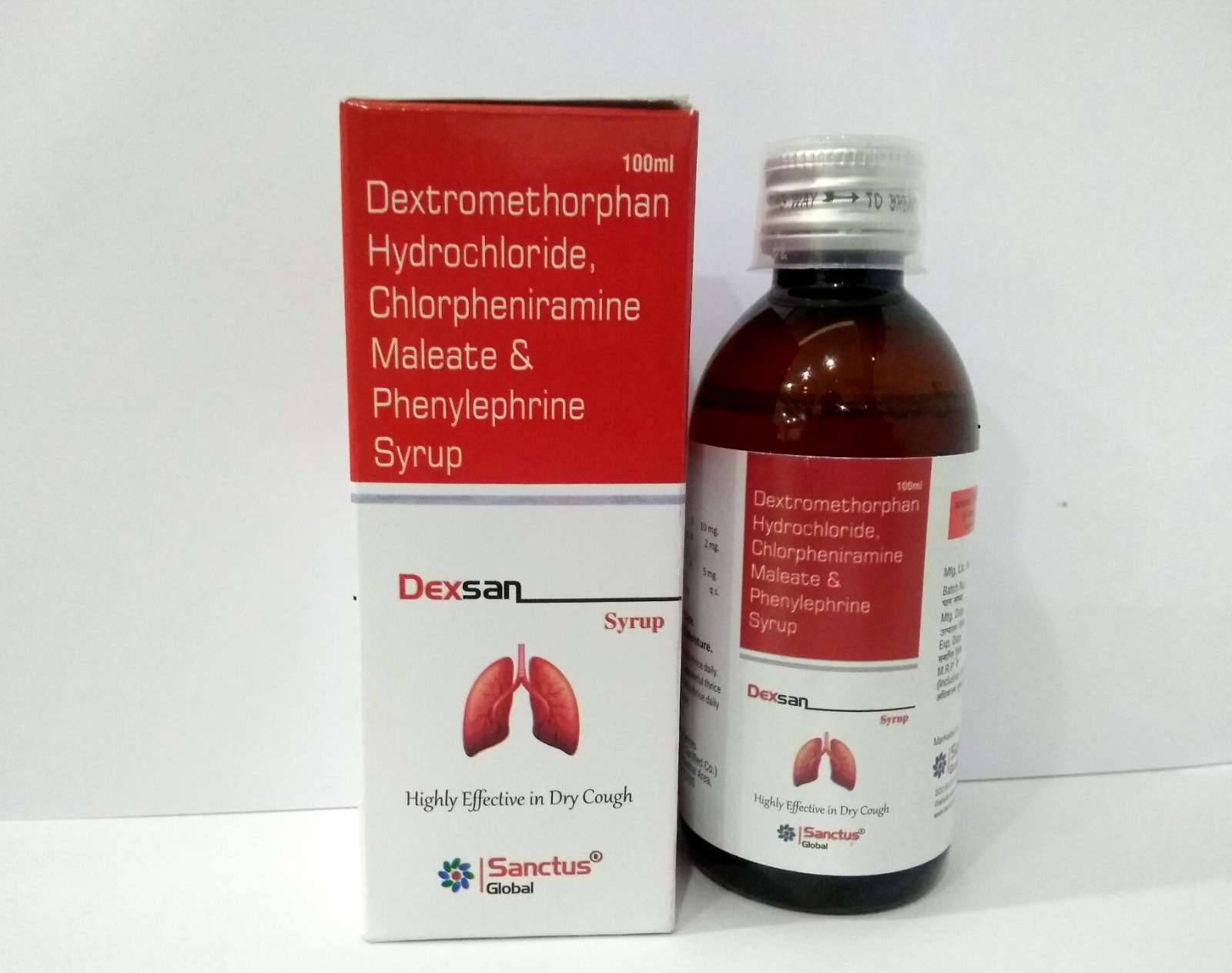 dextromethorphan 10mg + cpm 2mg + phenylepherine 5mg (per 5 ml)