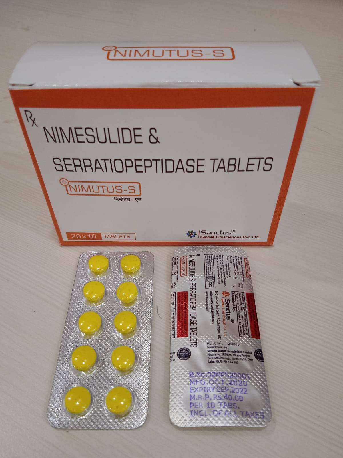 nimesulide  100mg and serratiopeptidase  10mg