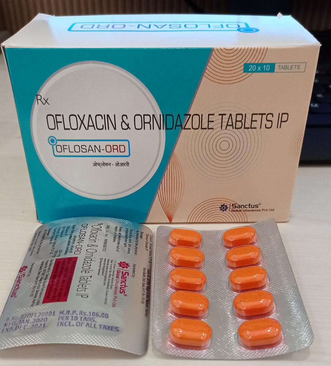 ofloxacin  i.p 200mg + ornidazole i.p 500mg