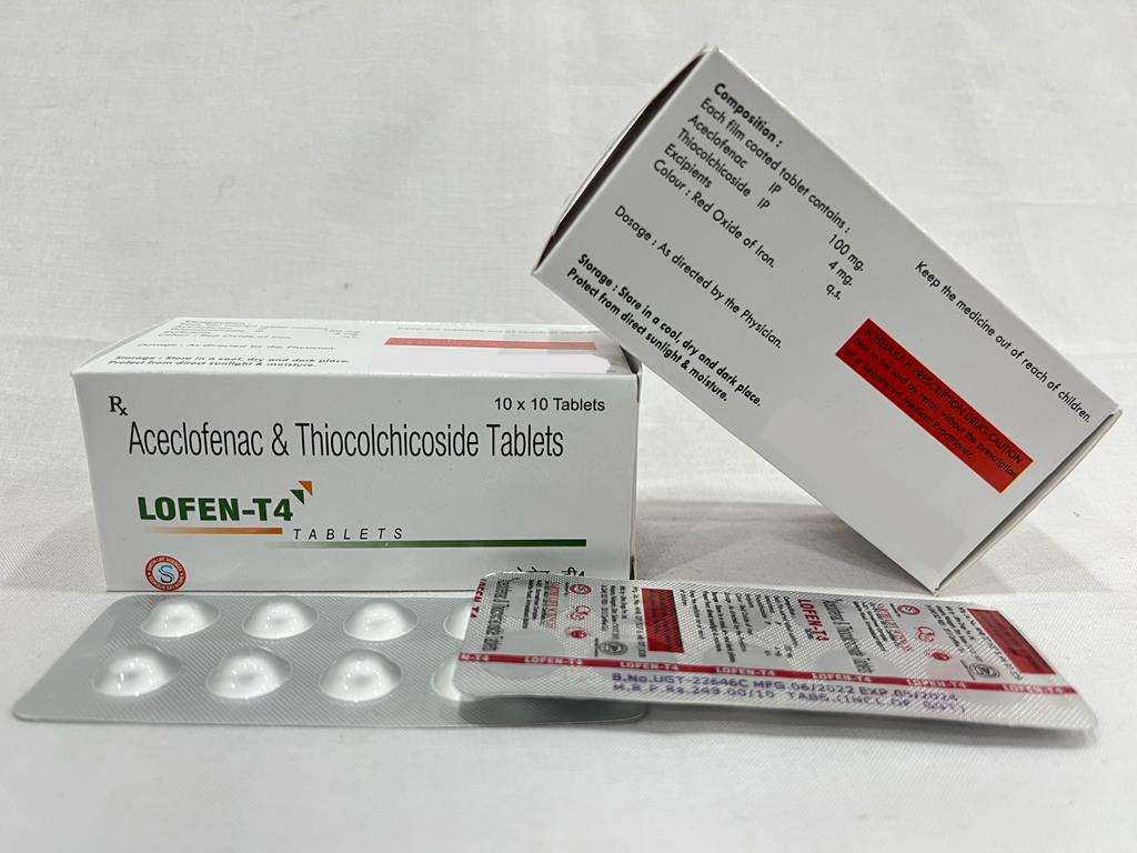 aceclofenac 100 mg + thiocolchicoside
4 mg