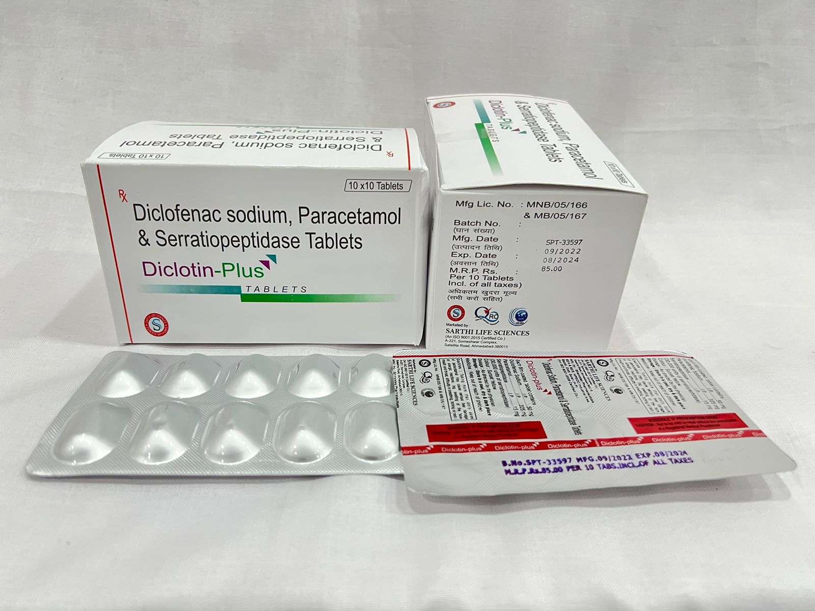 diclofenac sodium 50 mg+ paracetamol 325 mg +
serratiopeptidase 15 mg