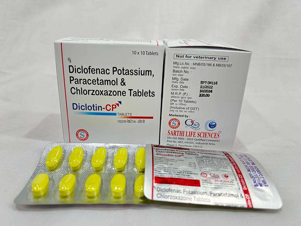 diclofenac sodium 50mg+ paracetamol 325mg + chlorzoxazone 250mg