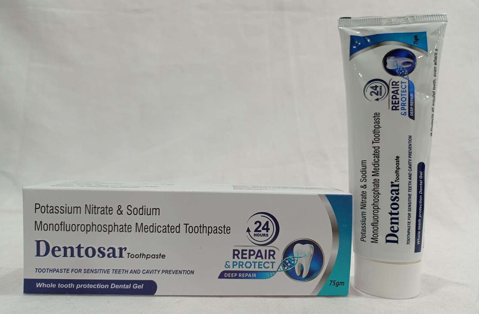 potassium nitrate 5% w/w + sodium monofluorophosphate 0.7% w/w  medicated toothpaste