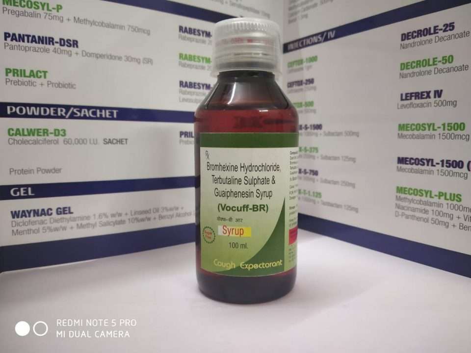 bromhexine hydrochloride 2 mg , terbutaline sulphate 1.25 mg , guaiphenesin 50 mg , menthol 0.5 mg