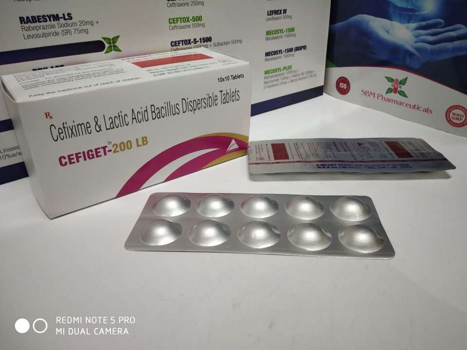 cefixime 200 mg, lactic acid bacillus 60 million spores
