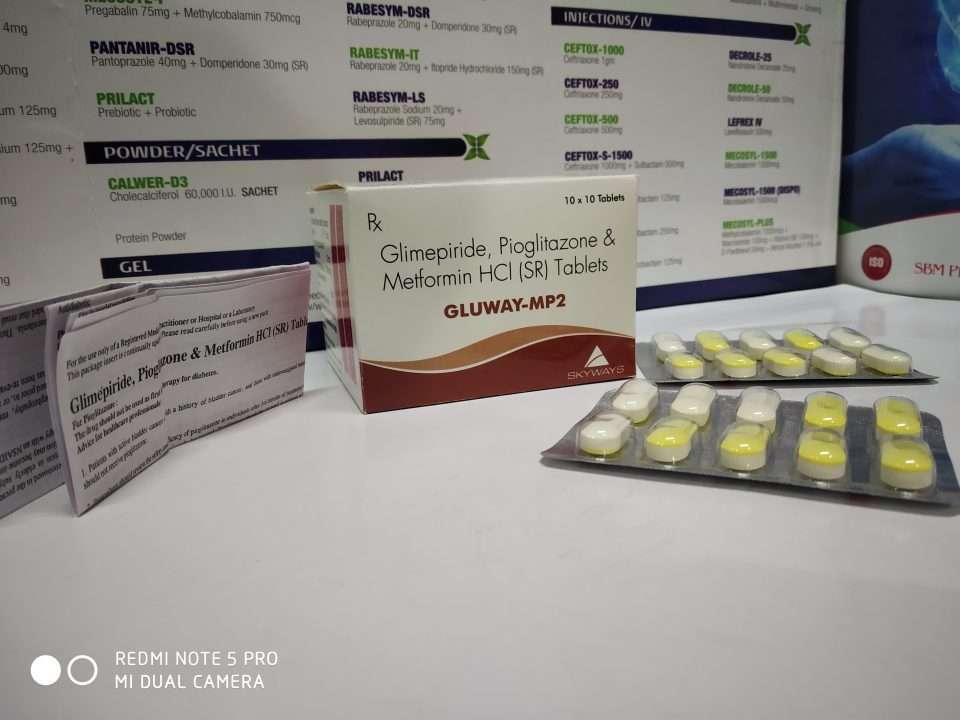 glimepiride 2mg, pioglitazone 15mg & metformin hydrochloride 500mg (sr) tablets