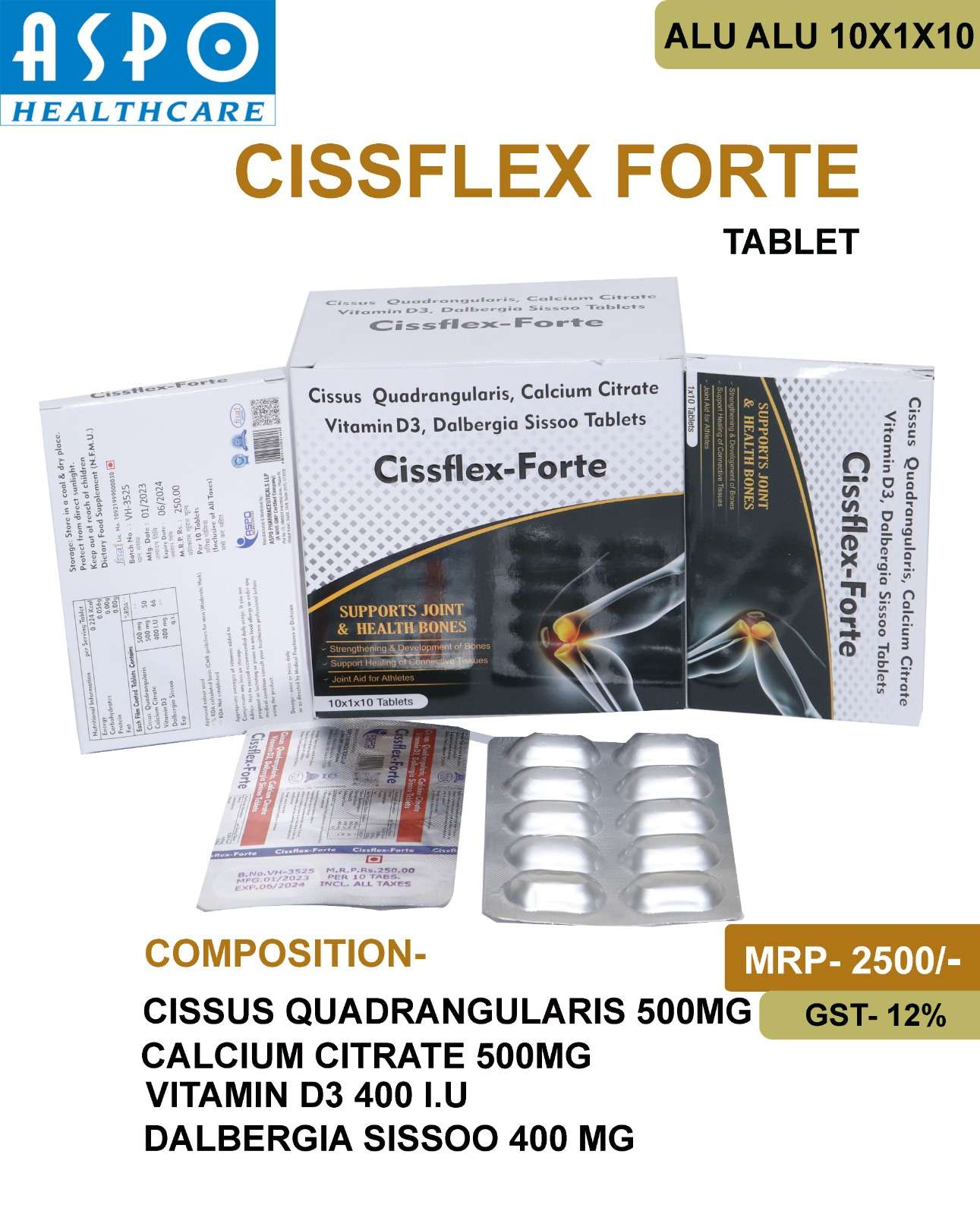 cissus quadrangularis 500 mg calcium citrate 500 mg vitamin d3 400 i.u dalbergia sissoo 400 mg