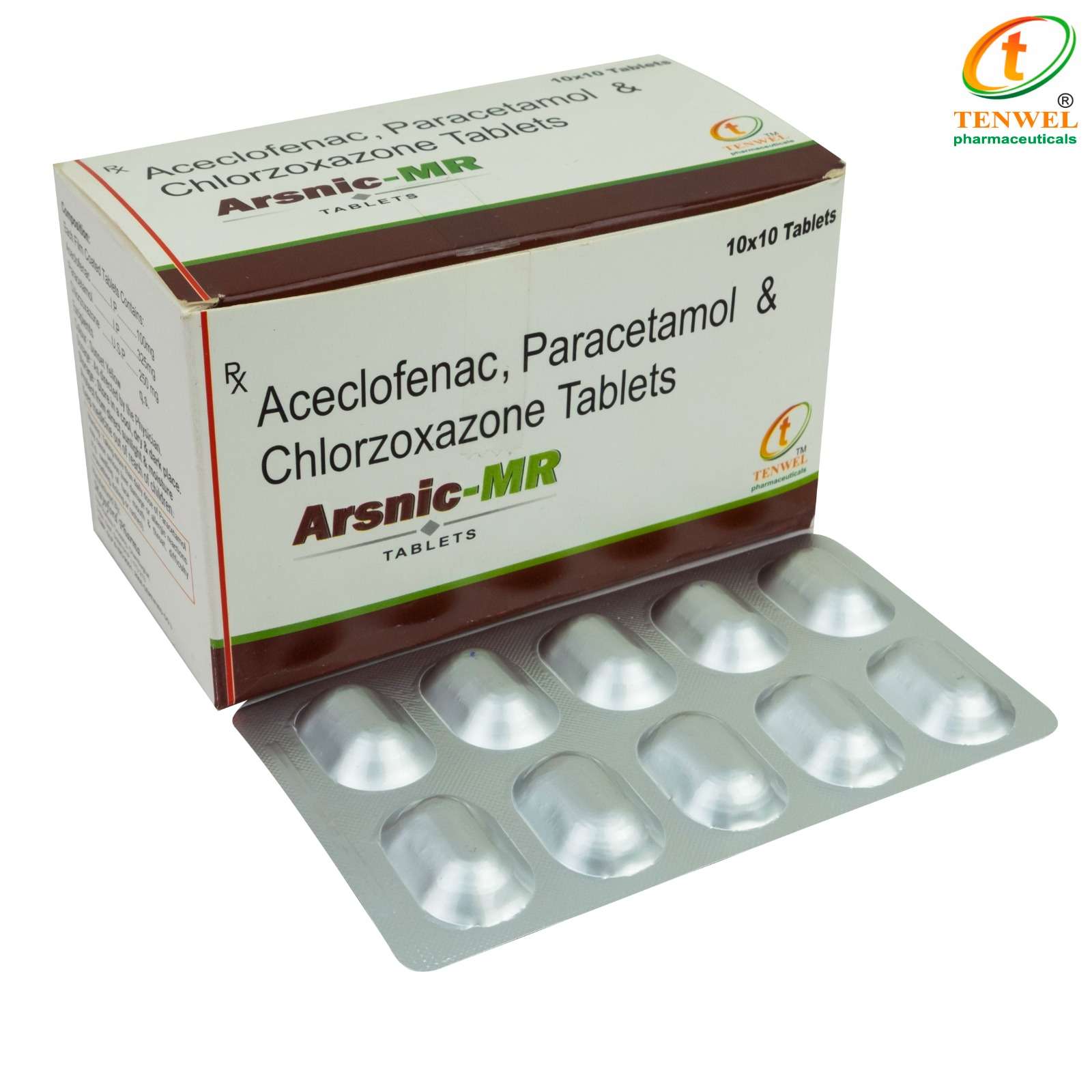aceclofenac 100mg + paracetamol 325mg + chlorzoxazone 250mg