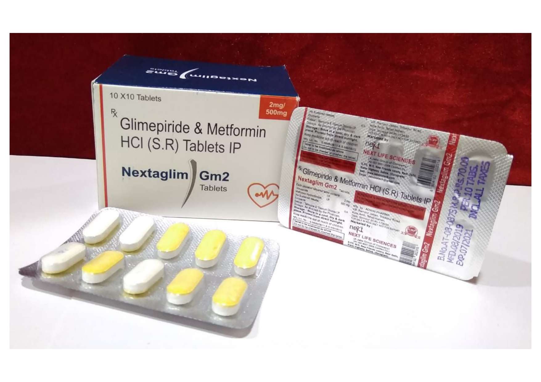 glimepiride-2mg+metformin -500mg(sr)bilayered