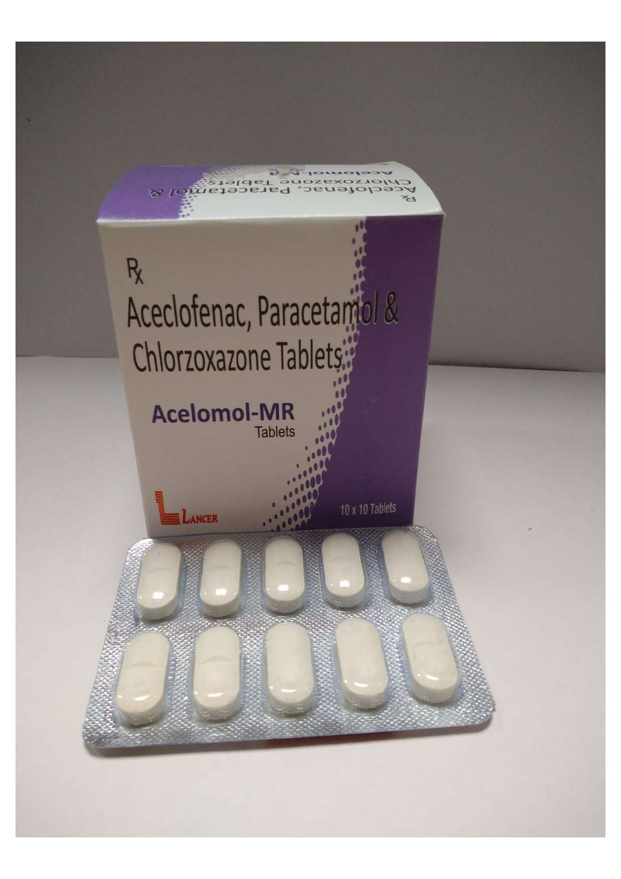 paracetamol 325mg+ chlorzoxazone ip 250mg+ acelofenac 100mg