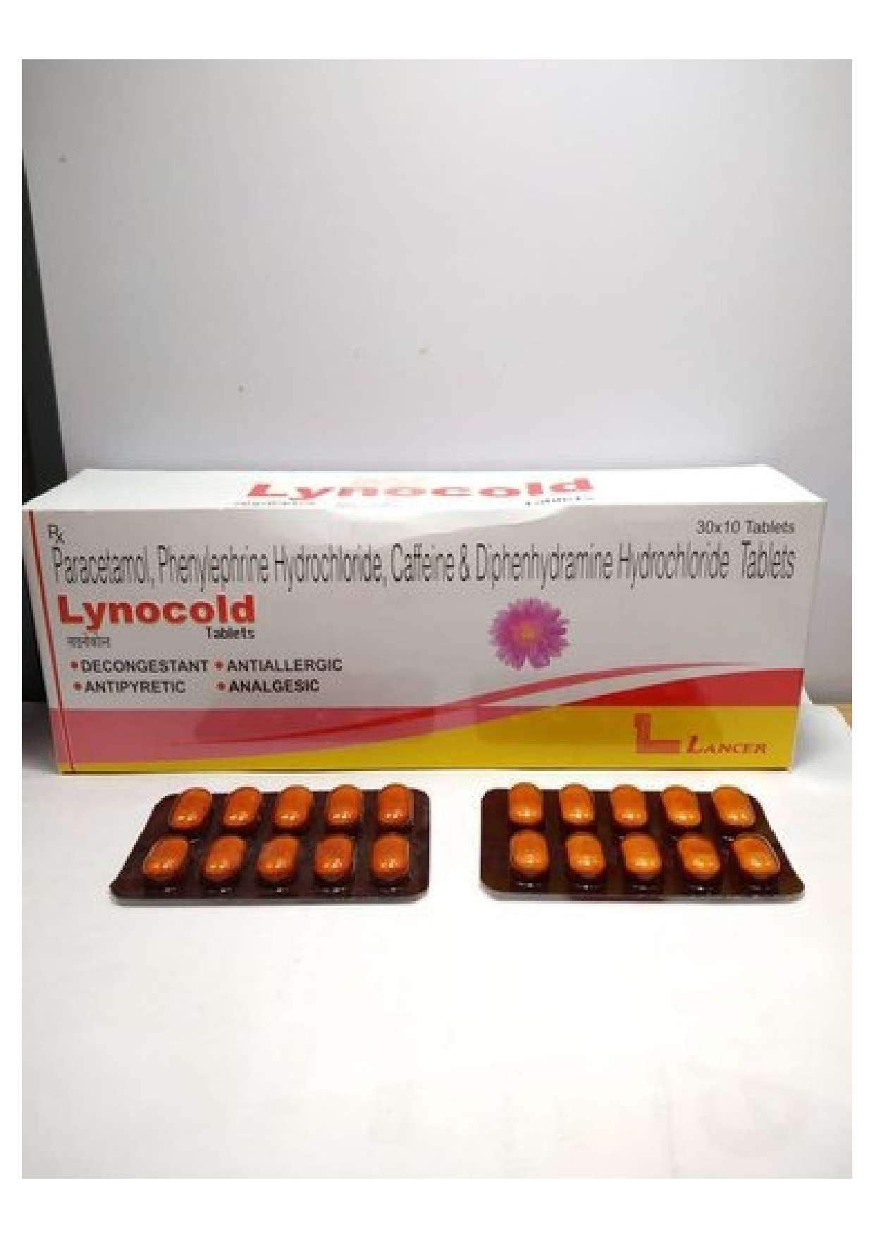 paracetamol  ip 500mg + phenylephrine hydrochloride  ip 5mg+ diphenhydramin hydrochloride  25mg+ caffeine (anhydrous) ip 30mg