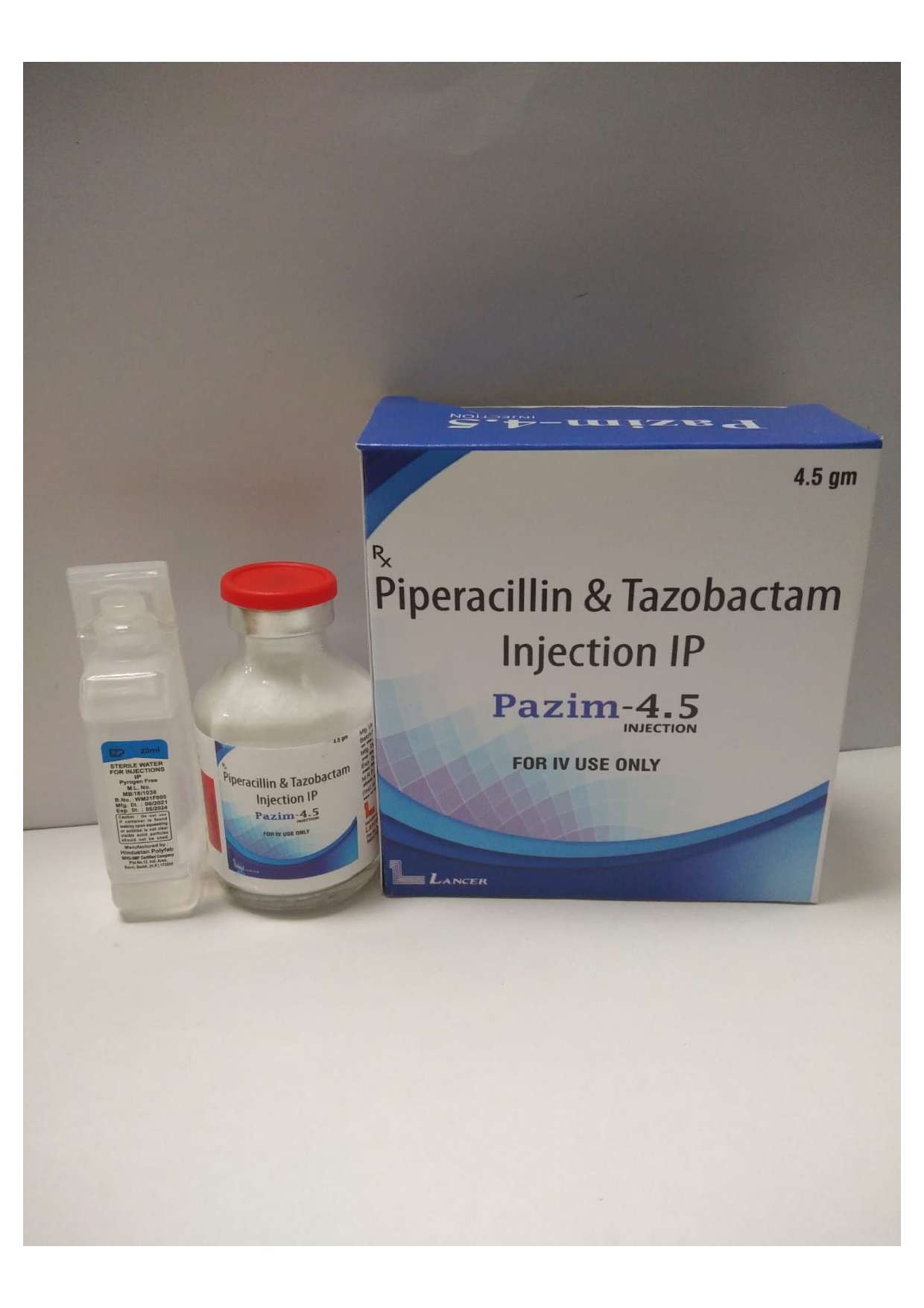 piperacillin 4gm + tazobactum 0.5gm