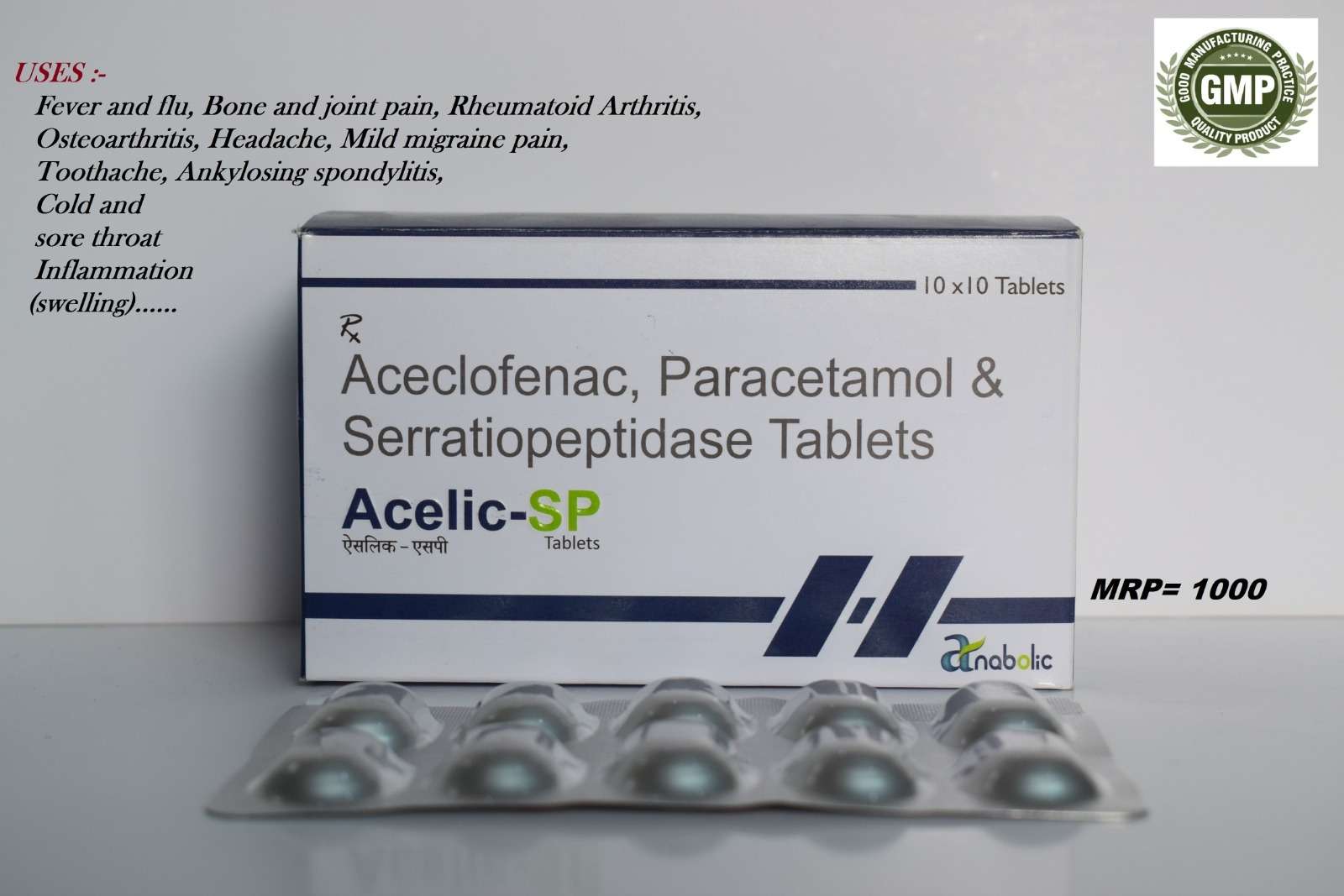 aceclofenac  100  mg  +  paracetamol  325  mg  +  serratiopeptidase  15  mg